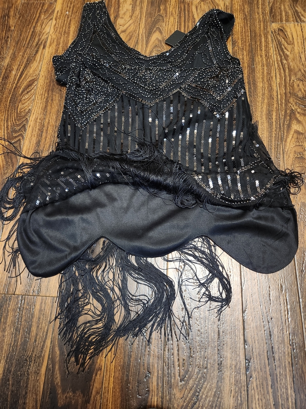Fundaisy NWT Black Sequin Beaded Embellished Flapper Evening Gown Dress SZ XL - Picture 11 of 16